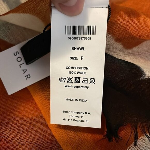 NWT Solar Company Multiple Colors 100% Wool Shawl Scarf - Picture 5 of 5